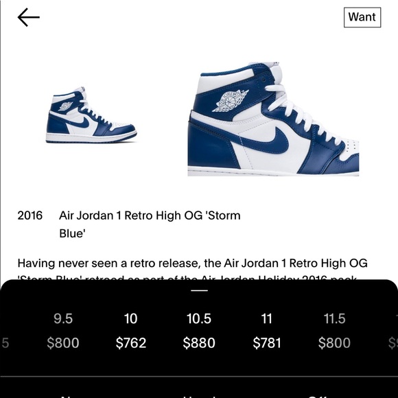 Jordan Retro 1 Storm Blue 10.5 - Picture 6 of 6